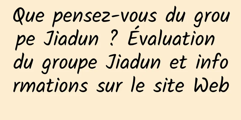 Que pensez-vous du groupe Jiadun ? Évaluation du groupe Jiadun et informations sur le site Web