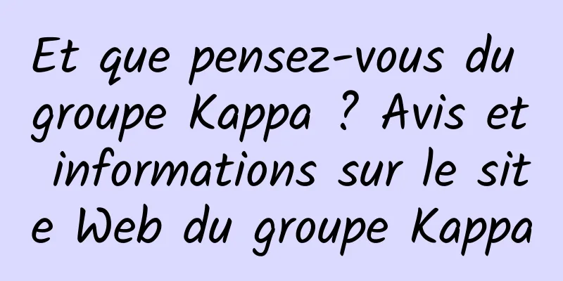 Et que pensez-vous du groupe Kappa ? Avis et informations sur le site Web du groupe Kappa