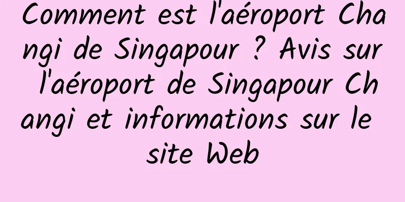 Comment est l'aéroport Changi de Singapour ? Avis sur l'aéroport de Singapour Changi et informations sur le site Web