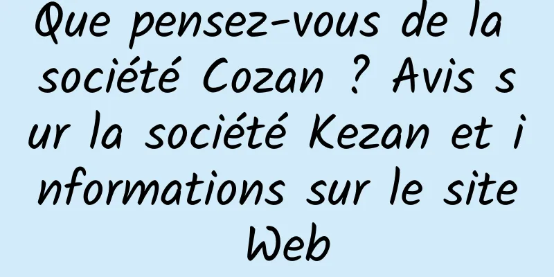 Que pensez-vous de la société Cozan ? Avis sur la société Kezan et informations sur le site Web