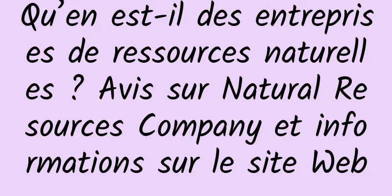 Qu’en est-il des entreprises de ressources naturelles ? Avis sur Natural Resources Company et informations sur le site Web