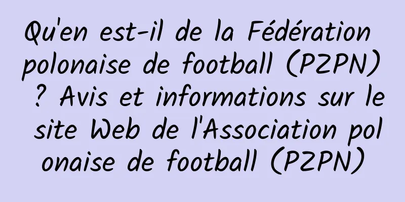 Qu'en est-il de la Fédération polonaise de football (PZPN) ? Avis et informations sur le site Web de l'Association polonaise de football (PZPN)