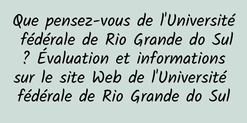 Que pensez-vous de l'Université fédérale de Rio Grande do Sul ? Évaluation et informations sur le site Web de l'Université fédérale de Rio Grande do Sul