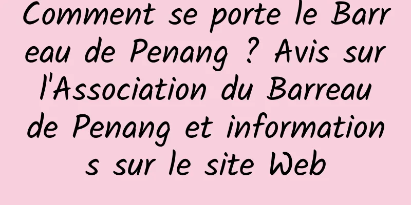 Comment se porte le Barreau de Penang ? Avis sur l'Association du Barreau de Penang et informations sur le site Web