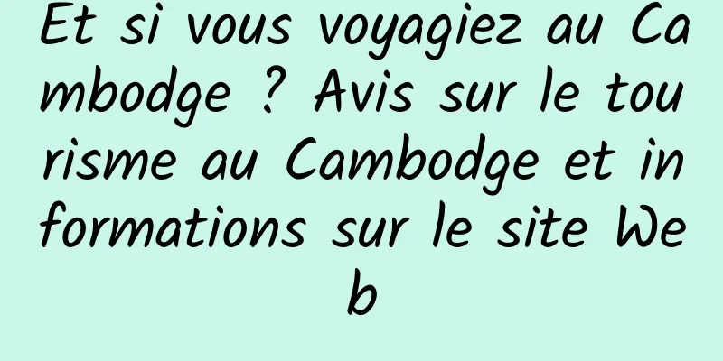 Et si vous voyagiez au Cambodge ? Avis sur le tourisme au Cambodge et informations sur le site Web