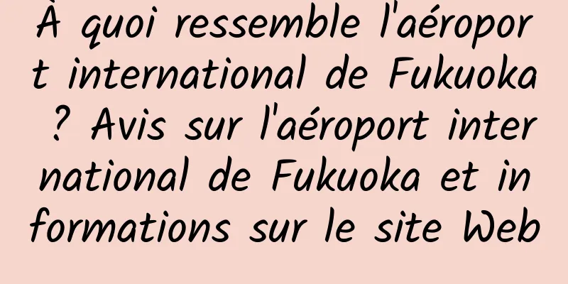 À quoi ressemble l'aéroport international de Fukuoka ? Avis sur l'aéroport international de Fukuoka et informations sur le site Web