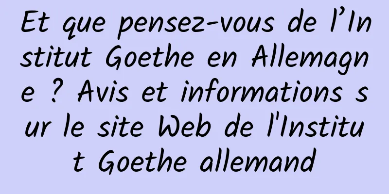 Et que pensez-vous de l’Institut Goethe en Allemagne ? Avis et informations sur le site Web de l'Institut Goethe allemand