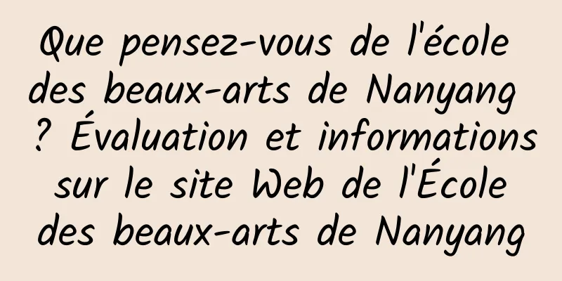Que pensez-vous de l'école des beaux-arts de Nanyang ? Évaluation et informations sur le site Web de l'École des beaux-arts de Nanyang