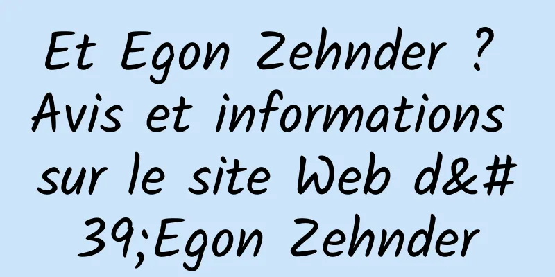 Et Egon Zehnder ? Avis et informations sur le site Web d'Egon Zehnder