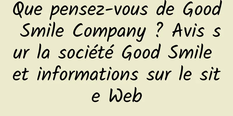 Que pensez-vous de Good Smile Company ? Avis sur la société Good Smile et informations sur le site Web