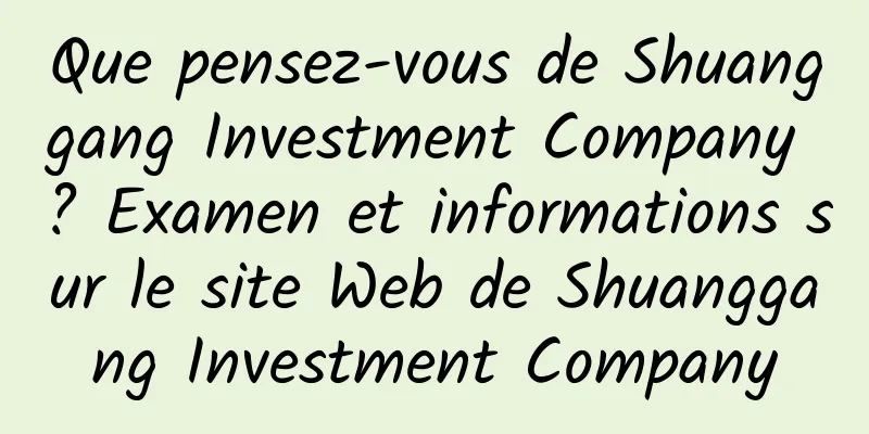 Que pensez-vous de Shuanggang Investment Company ? Examen et informations sur le site Web de Shuanggang Investment Company