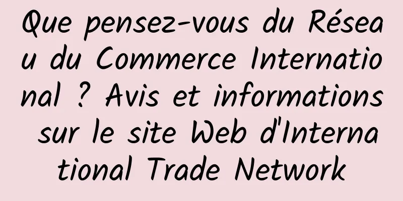 Que pensez-vous du Réseau du Commerce International ? Avis et informations sur le site Web d'International Trade Network