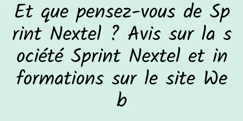 Et que pensez-vous de Sprint Nextel ? Avis sur la société Sprint Nextel et informations sur le site Web