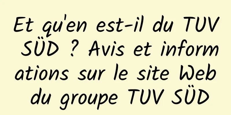 Et qu'en est-il du TUV SÜD ? Avis et informations sur le site Web du groupe TUV SÜD