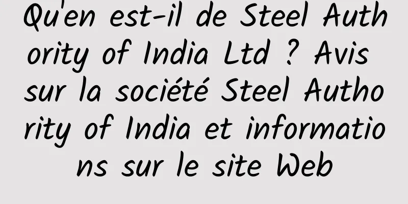 Qu'en est-il de Steel Authority of India Ltd ? Avis sur la société Steel Authority of India et informations sur le site Web