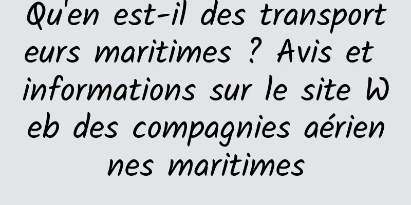 Qu'en est-il des transporteurs maritimes ? Avis et informations sur le site Web des compagnies aériennes maritimes