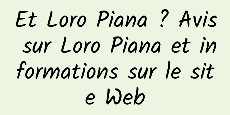 Et Loro Piana ? Avis sur Loro Piana et informations sur le site Web
