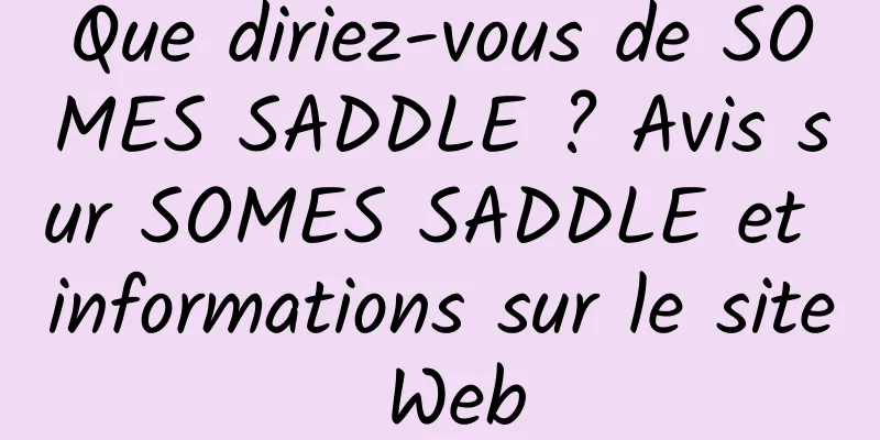 Que diriez-vous de SOMES SADDLE ? Avis sur SOMES SADDLE et informations sur le site Web