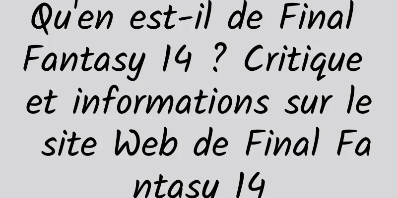 Qu'en est-il de Final Fantasy 14 ? Critique et informations sur le site Web de Final Fantasy 14