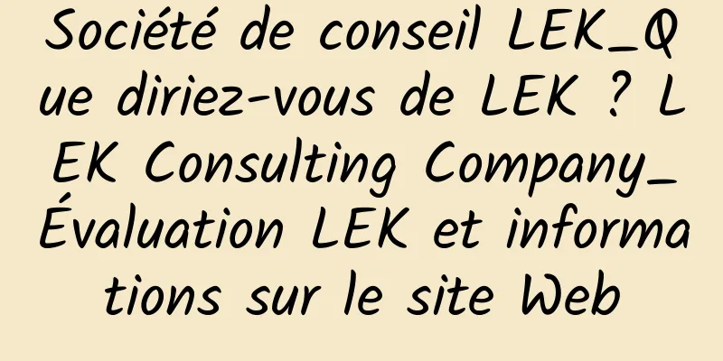 Société de conseil LEK_Que diriez-vous de LEK ? LEK Consulting Company_Évaluation LEK et informations sur le site Web