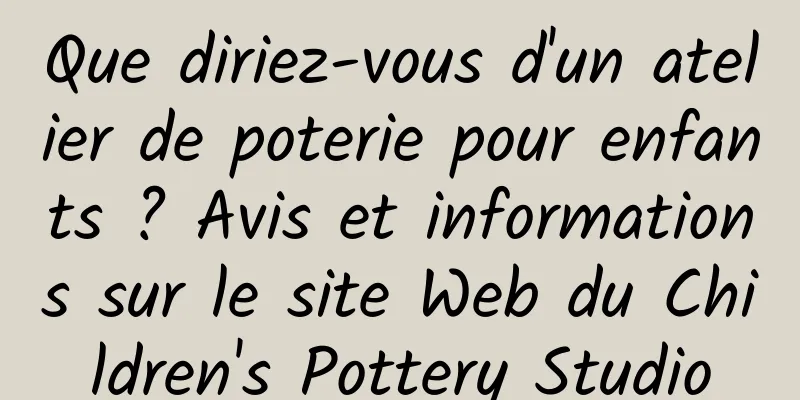 Que diriez-vous d'un atelier de poterie pour enfants ? Avis et informations sur le site Web du Children's Pottery Studio