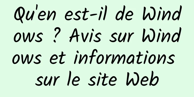 Qu'en est-il de Windows ? Avis sur Windows et informations sur le site Web