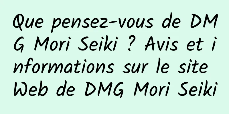 Que pensez-vous de DMG Mori Seiki ? Avis et informations sur le site Web de DMG Mori Seiki