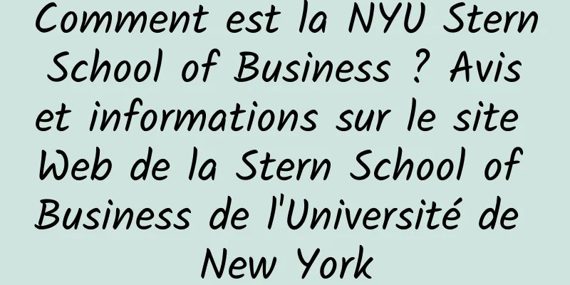 Comment est la NYU Stern School of Business ? Avis et informations sur le site Web de la Stern School of Business de l'Université de New York