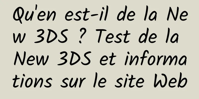 Qu'en est-il de la New 3DS ? Test de la New 3DS et informations sur le site Web