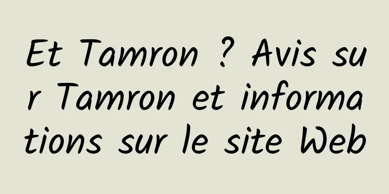 Et Tamron ? Avis sur Tamron et informations sur le site Web