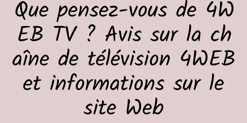 Que pensez-vous de 4WEB TV ? Avis sur la chaîne de télévision 4WEB et informations sur le site Web