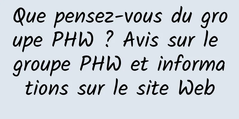 Que pensez-vous du groupe PHW ? Avis sur le groupe PHW et informations sur le site Web