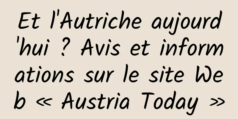 Et l'Autriche aujourd'hui ? Avis et informations sur le site Web « Austria Today »