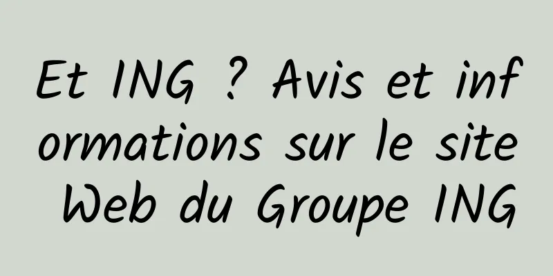 Et ING ? Avis et informations sur le site Web du Groupe ING