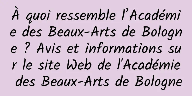 À quoi ressemble l’Académie des Beaux-Arts de Bologne ? Avis et informations sur le site Web de l'Académie des Beaux-Arts de Bologne