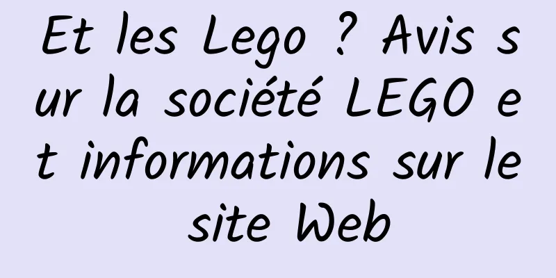 Et les Lego ? Avis sur la société LEGO et informations sur le site Web