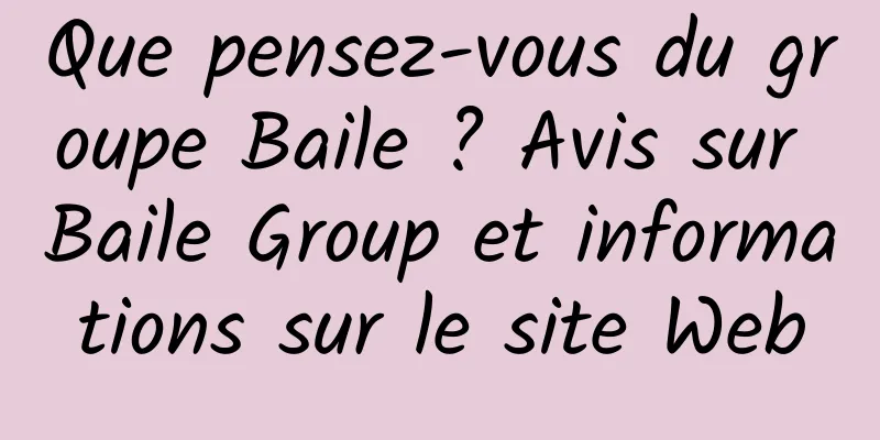 Que pensez-vous du groupe Baile ? Avis sur Baile Group et informations sur le site Web