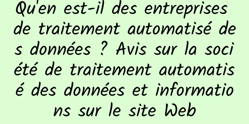 Qu'en est-il des entreprises de traitement automatisé des données ? Avis sur la société de traitement automatisé des données et informations sur le site Web