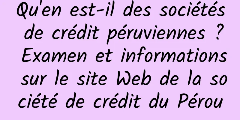 Qu'en est-il des sociétés de crédit péruviennes ? Examen et informations sur le site Web de la société de crédit du Pérou