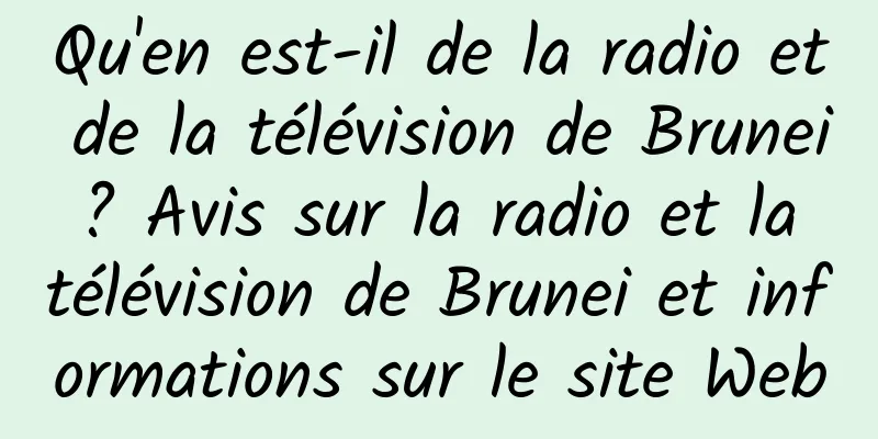 Qu'en est-il de la radio et de la télévision de Brunei ? Avis sur la radio et la télévision de Brunei et informations sur le site Web