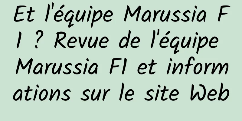 Et l'équipe Marussia F1 ? Revue de l'équipe Marussia F1 et informations sur le site Web