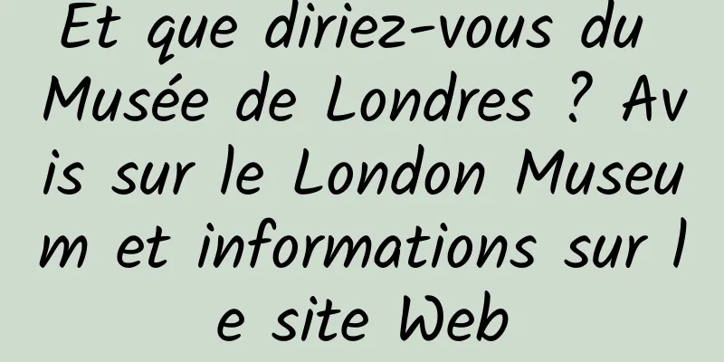 Et que diriez-vous du Musée de Londres ? Avis sur le London Museum et informations sur le site Web