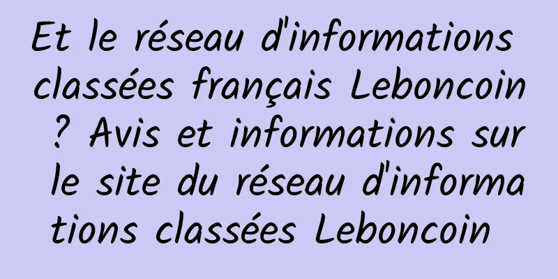 Et le réseau d'informations classées français Leboncoin ? Avis et informations sur le site du réseau d'informations classées Leboncoin 