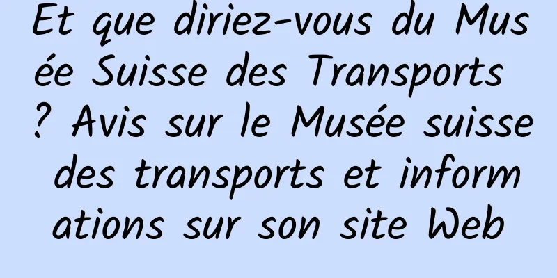 Et que diriez-vous du Musée Suisse des Transports ? Avis sur le Musée suisse des transports et informations sur son site Web