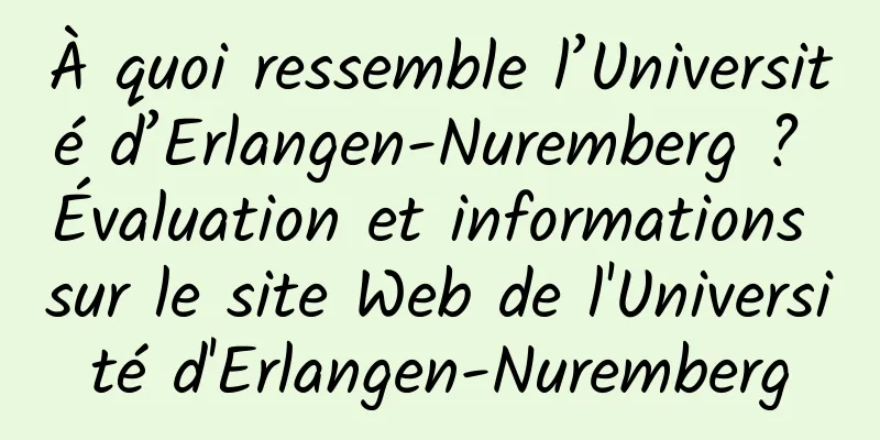 À quoi ressemble l’Université d’Erlangen-Nuremberg ? Évaluation et informations sur le site Web de l'Université d'Erlangen-Nuremberg