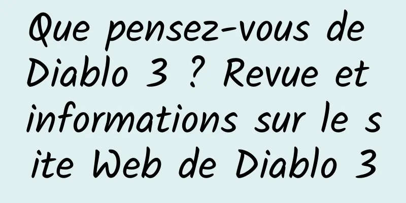 Que pensez-vous de Diablo 3 ? Revue et informations sur le site Web de Diablo 3
