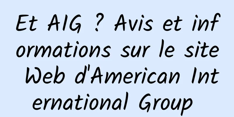 Et AIG ? Avis et informations sur le site Web d'American International Group 