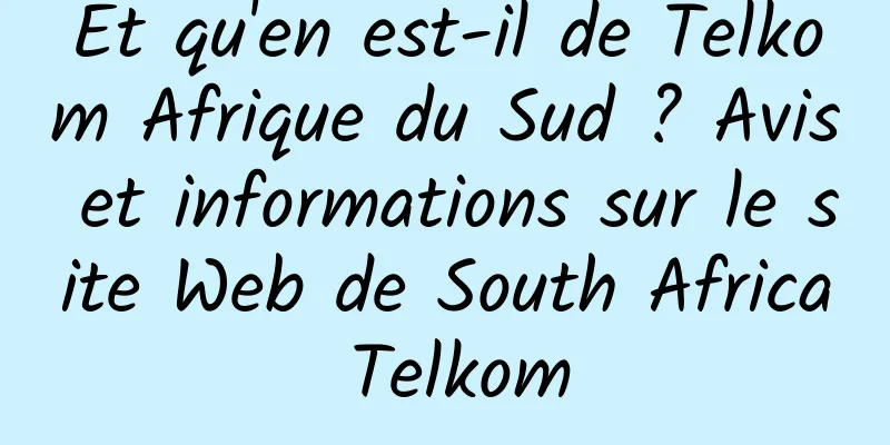 Et qu'en est-il de Telkom Afrique du Sud ? Avis et informations sur le site Web de South Africa Telkom