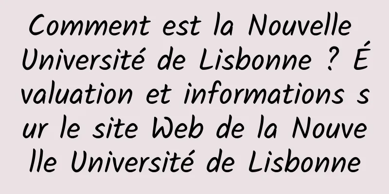 Comment est la Nouvelle Université de Lisbonne ? Évaluation et informations sur le site Web de la Nouvelle Université de Lisbonne