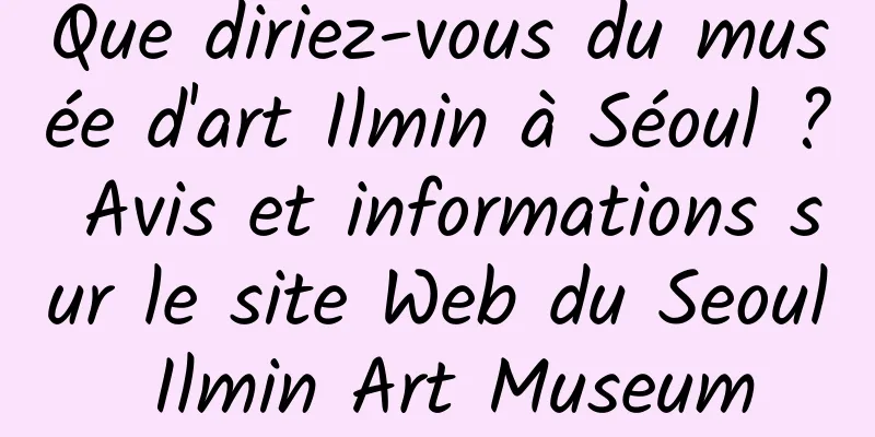 Que diriez-vous du musée d'art Ilmin à Séoul ? Avis et informations sur le site Web du Seoul Ilmin Art Museum